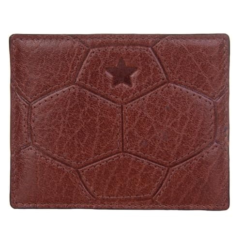 Fußball-Kartenetui aus echtem Leder - Schlanke RFID-blockierende Geldbörse mit mehreren Kartenfächern - Kompaktes Kreditkartenetui für Fans & Spieler, braun, S, Retro von Mala Leather