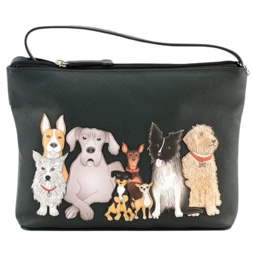 Kennel Crew Dog Appliqué Crossbody Bag by Mala - Echtes Leder - Verstellbarer Riemen, Reißverschlusstaschen, Staubbeutel - Grau - 23x18x5cm von Mala Leather