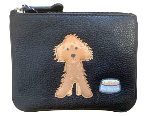 Mala Cockapoo Dog RFID Geldbörse für Münzen und Karten aus weichem Leder, Schwarz , S, Modern von Mala Leather