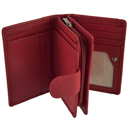 Mala Damen Leder Etui/Geldbörse Kompakt RFID Schutz Origin Kollektion Klassisch in Geschenk Box - Rot, Einheitsgröße von Mala Leather