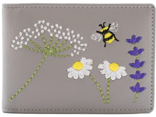 Mala Leather Blossom Collection 611_24 Kartenetui aus Leder, RFID-blockierend, grau, Einheitsgröße, Modern von Mala Leather