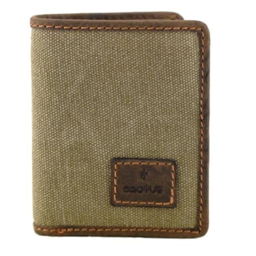 Mala Leather Canvas & Hunter Leder Schein-, Karten- & Ausweishalter - RFID geschützt mit 2 Geldscheinfächern, 6 Kartenfächern, 2 Ausweisfenstern - 10 x 10 x 2 cm Kaktus, khaki, Einheitsgröße von Mala Leather