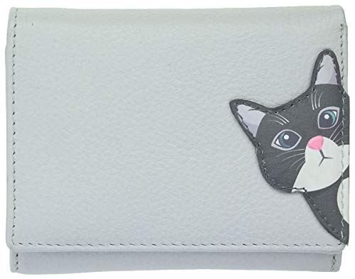 Mala Leather Cleo The Cat Collection 3533_50 Kleine b枚rse aus Leder mit RFID-Blockierung, grau (Grau) - 3533_50 von Mala Leather