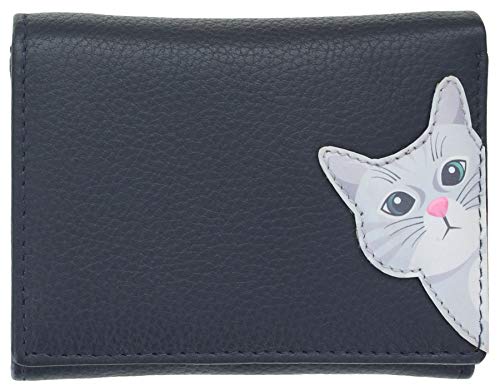 Mala Leather Cleo The Cat Collection 3533_50 Kleine Geldbörse aus Leder mit RFID-Blockierung, navy (Blau) - 3533_50 von Mala Leather