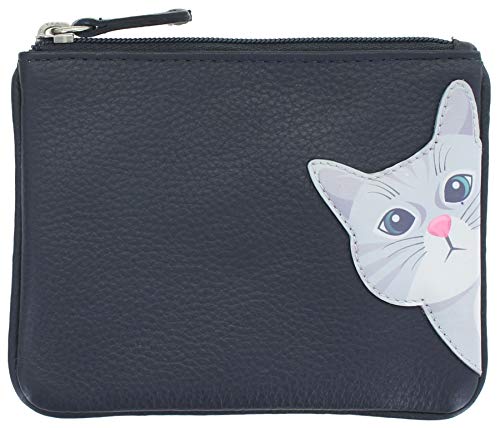 Mala Leather Cleo The Cat Collection 4230_50 M眉nzb枚rse aus Leder, RFID-Blockierung, navy, Einheitsgr枚脽e, von Mala Leather