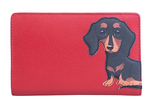 Mala Leather Frank Dackel Sausage Dog Compact Geldbörse - RFID Schutz, rot, Einheitsgröße, Zeitgenössisch von Mala Leather