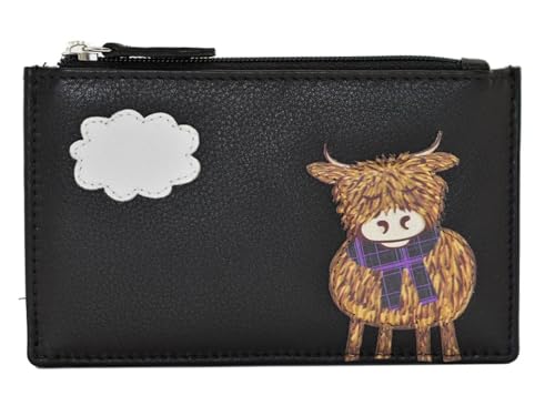 Mala Leather Highland Cow Karten- und Münzbörse, Schwarz , 13 x 8cm, Kartenhalter von Mala Leather