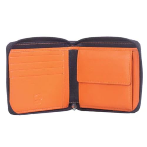 Mala Leather Hudson Zip Around Wallet - RFID-geschützte Geldbörse aus weichem Leder für Männer - Münzfach, Geldscheinfach, 4 Kartenfächer - flippige Innenfarben, Geschenkbox - 11,5 x 10 x 2 cm von Mala Leather