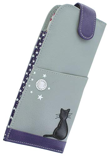 Mala Leather Midnight Collection 5152_35 Brillenetui aus weichem Leder, grau, Einheitsgröße von Mala Leather