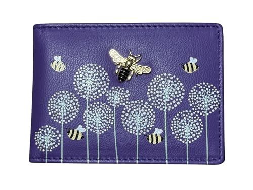 Mala Leather Moonflower Bee Karten-/Ausweishalter, violett, Einheitsgröße, Karten- und Ausweishülle von Mala Leather