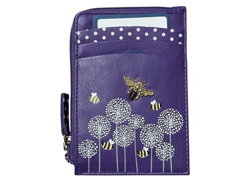 Mala Leather Münz- und Kartengeldbörse Hummel RFID-Schutz – Moonflower, violett, S, Zeitgenössisch von Mala Leather