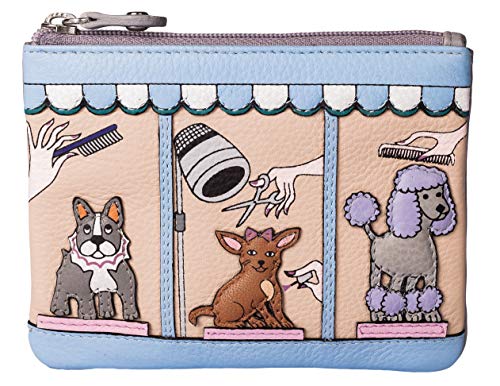 Mala Leather Beau Dogs Münzbörse - Verwöhnsalon-Design, echtes Leder, RFID-geschützt, Geschenk Dustbag inklusive, mehrfarbig, Einheitsgröße von Mala Leather