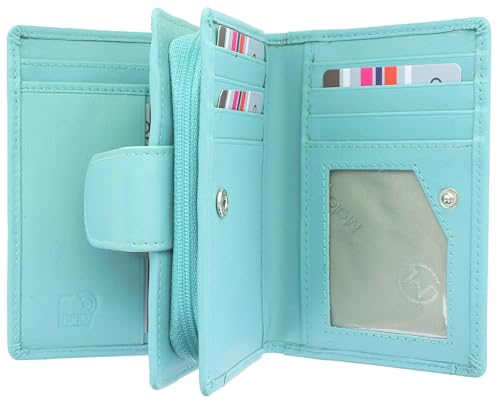 Mala Leather Origin Collection Geldbörse aus Leder mit RFID-Schutz und externem Ausweisfenster 3118_5, türkis, Einheitsgröße, Modern von Mala Leather