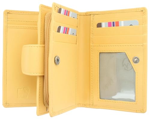 Mala Leather Origin Collection Geldbörse aus Leder mit RFID-Schutz und externem Ausweisfenster 3118_5, zitronengelb, Einheitsgröße, Modern von Mala Leather