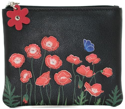 Mala Leather Poppy Collection Münzbörse aus Leder mit Schlüsselanhänger und RFID-Blockierung, 4312_25, Schwarz von Mala Leather