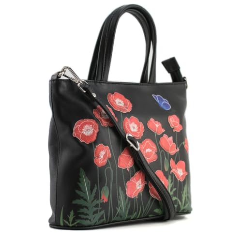 Mala Leather Poppy Multiway Floral Echtleder Grab Bag Handcrafted Abnehmbarer Gurt Reißverschlussfächer - 29,5 x 23 x 8 cm von Mala Leather