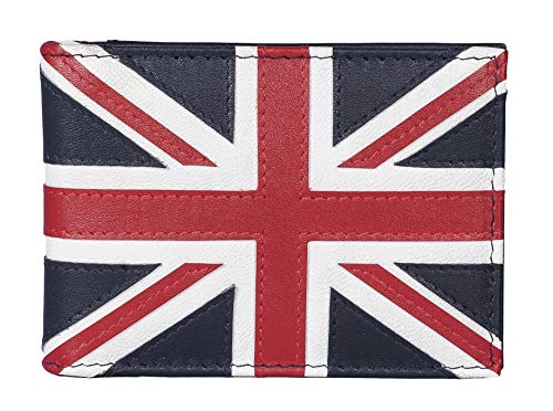 RFID-geschützter Kartenhalter aus Leder mit Union Jack. Mala Leather, navy, M, Klassisch von Mala Leather