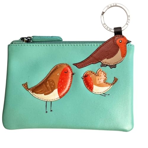 Mala Leather Rotkehlchen Geldbörse & Schlüsselanhänger Geschenkset - Echtes Leder - Applikation Rotkehlchen Design - Eco Geschenkverpackung - 12,5 x 8,5 cm Geldbörse - montiert in Großbritannien von Mala Leather
