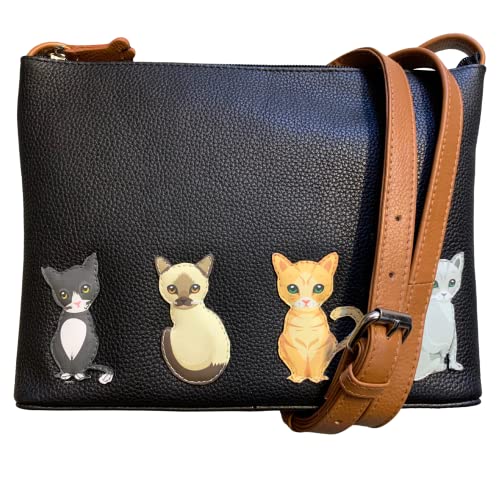 Mala Leather Umhängetasche mit sitzenden Katzen von Mala Leather