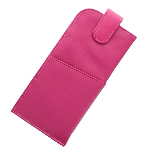 Mala Leder Brillenetui, schmal, weiches Leder, mit Laschenverschluss 5104_14m Pink von Mala Leather