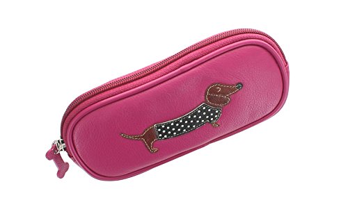 Mala Leder Kollektion Best Friends Dackel Brillenetui 5115_65 Pink von Mala Leather