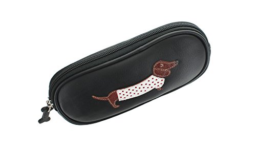 Mala Leder Kollektion Best Friends Dackel Brillenetui 5115_65 Schwarz von Mala Leather