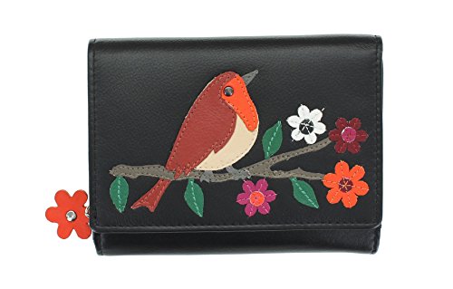 Mala Leder Kollektion Robin, Geldbörse Geldbeutel Damen, kompakt, mit RFID-Schutz 3408_97 Schwarz von Mala Leather