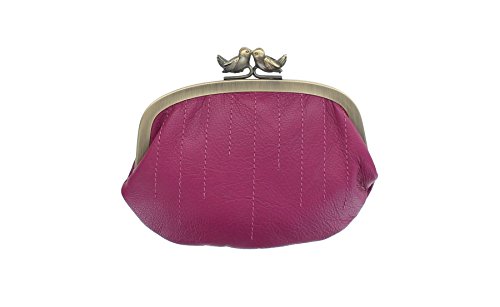 Mala Leder Münzbörse, Klippverschluss mit Vogelpaar 4138_11 Fuchsia von Mala Leather