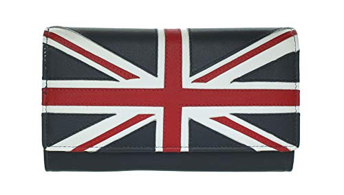 Mala Leder Union Jack Sammlung Leder Geldbörse RFID Blocking 3480_29 Marineblau von Mala Leather