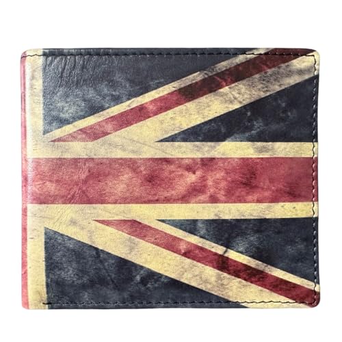 Union Jack Leder Kartenhalter Geldbörse 8 Kartenfächer RFID Blockierung Premium Echtleder, mehrfarbig, L, Straße von Mala Leather