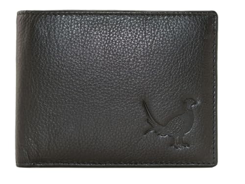 Mala Grayson Leder Fasan Geldbörse RFID geschützt mit Münzfach und Ausweisfenster Leder, Schwarz , S, Dreifach gefaltet von Mala