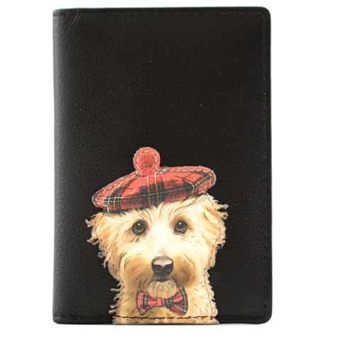 Mala Leder Cocos Tartan Hat RFID Card Wallet Hund Maltipoo Cavapoo Design 11 x 7,5 cm 12 Karten Kapazität 622 12, Schwarz , S, Kartenhalter von Mala