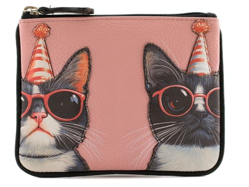 Mala Leder Cool Cats RFID Münzbörse & Kartenhalter mit Geschenk Staubbeutel, 12,5 x 9,5 cm, Schwarz , 12.5 X 9.5 cm, Zeitgenössisch von Mala