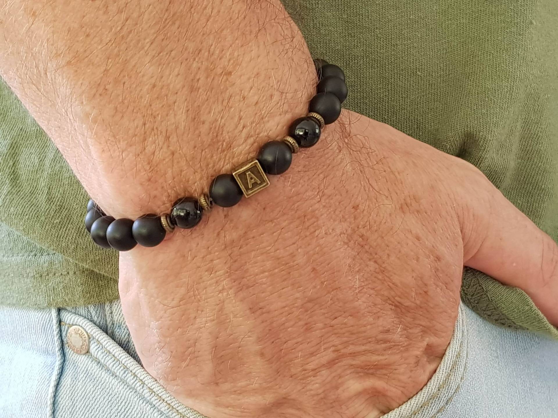 Personalisiertes Herren Armband Schwarzer Onyx Und Turmalin von MalaLovebeads