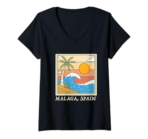 Damen Malaga Spanien Souvenirs Espana Reise Urlaub Männer Frauen T-Shirt mit V-Ausschnitt von Malaga Spain souvenirs Travel
