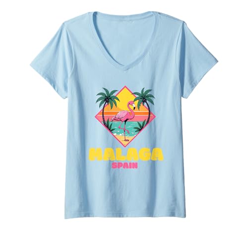 Damen Malaga Spanien Souvenirs Espana Reise Urlaub Männer Frauen T-Shirt mit V-Ausschnitt von Malaga Spain souvenirs Travel