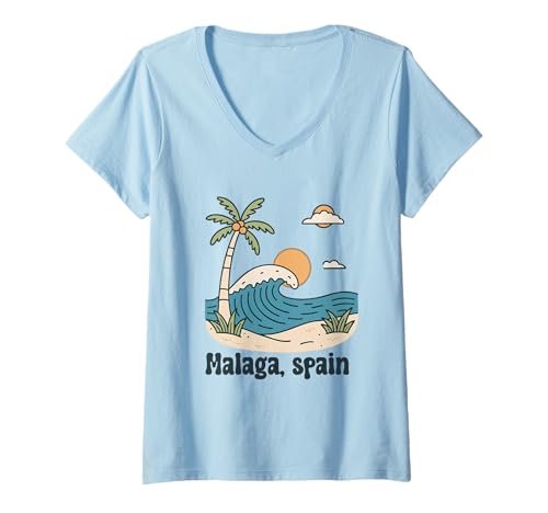 Damen Malaga Spanien Souvenirs Espana Reise Urlaub Männer Frauen T-Shirt mit V-Ausschnitt von Malaga Spain souvenirs Travel