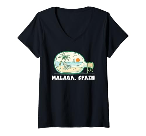 Damen Malaga Spanien Souvenirs Espana Reise Urlaub Männer Frauen T-Shirt mit V-Ausschnitt von Malaga Spain souvenirs Travel