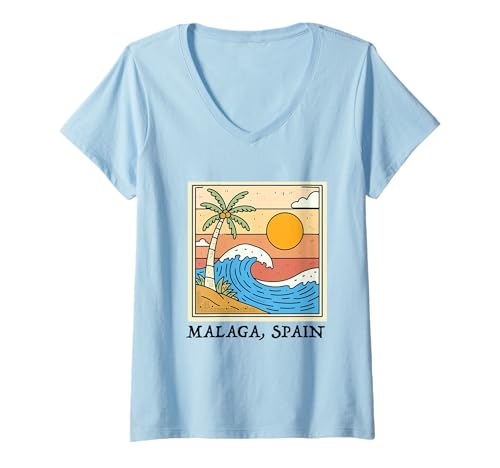 Damen Souvenirs aus Malaga Spanien España Reise Männer Frauen T-Shirt mit V-Ausschnitt von Malaga Spain souvenirs Travel