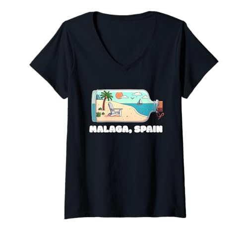 Damen Souvenirs aus Malaga Spanien España Reise Männer Frauen T-Shirt mit V-Ausschnitt von Malaga Spain souvenirs Travel