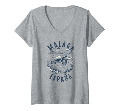Damen Souvenirs aus Malaga Spanien España Reise Männer Frauen T-Shirt mit V-Ausschnitt von Malaga Spain souvenirs Travel