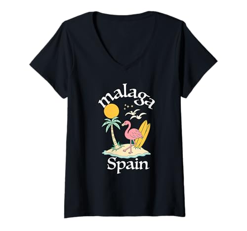 Damen Souvenirs aus Malaga Spanien España Reise Männer Frauen T-Shirt mit V-Ausschnitt von Malaga Spain souvenirs Travel