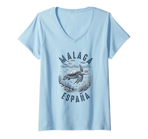 Damen Souvenirs aus Malaga Spanien España Reise Männer Frauen T-Shirt mit V-Ausschnitt von Malaga Spain souvenirs Travel