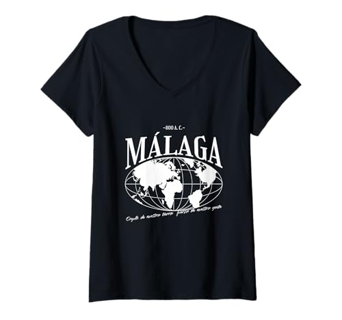 Damen Malaga Heimat Stolz T-Shirt mit V-Ausschnitt Damen Malaga Heimat Stolz T-Shirt mit V-Ausschnitt von Malagueños Spruch Liebe Geschenkidee