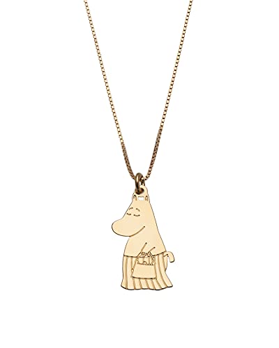 Malaika Raiss Damen Halskette Gold Standing Moomin Mamma Anhängerkette mit Moominmamma Figur Anhänger 24 k Vergoldet - ca. 45 cm lang -301A von Malaika Raiss