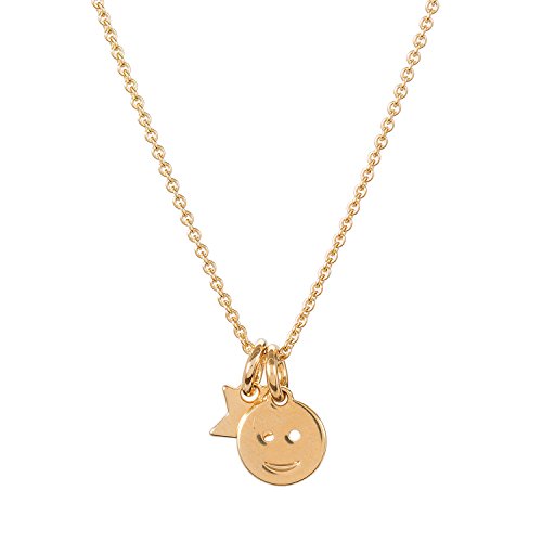 Malaika Raiss Halskette Damen Smiley und Stern Charm-Anhänger 24 Karat vergoldet - N3167a von Malaika Raiss