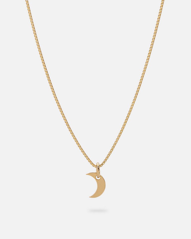 Malaika Raiss Kette mit Anhänger Moon Halskette Damen Gold mit Mond Anhänger 45 cm, Silber 925, 24 Karat vergoldet von Malaika Raiss