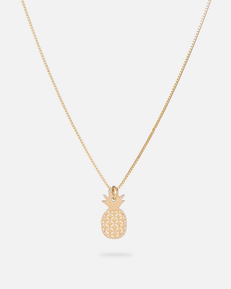 Malaika Raiss Kette mit Anhänger Pineapple Halskette Damen Gold mit Ananas Anhänger 45 cm, Silber 925, 24 Karat vergoldet von Malaika Raiss