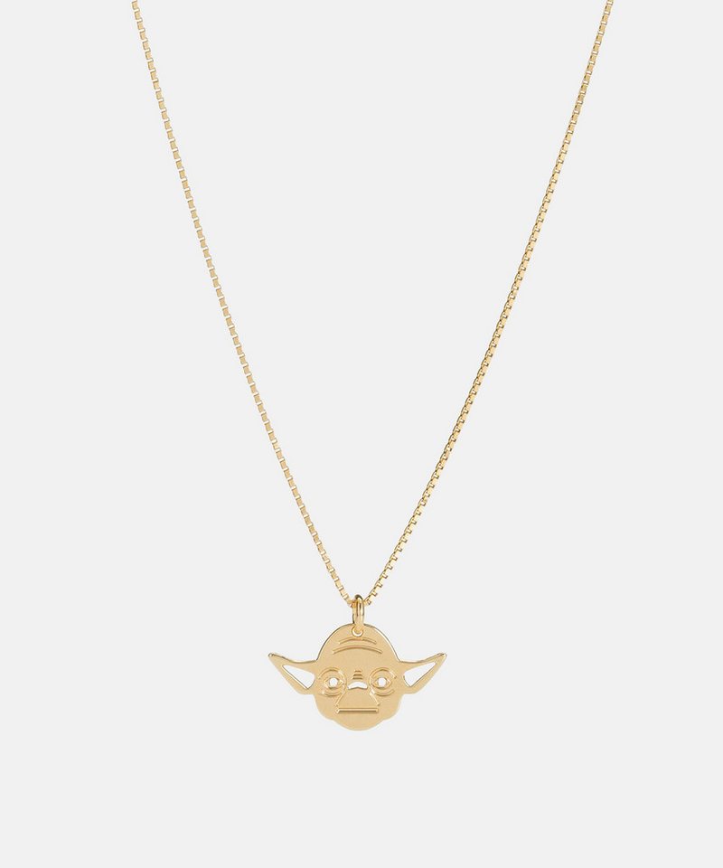 Malaika Raiss Kette mit Anhänger Yoda Halskette Damen Gold mit Star Wars Anhänger 45 cm, Silber 925, 24 Karat vergoldet von Malaika Raiss