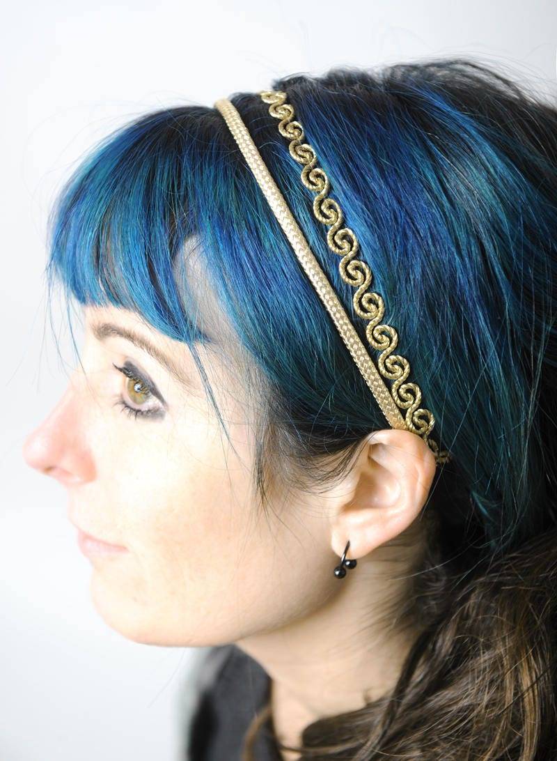 Goldenes Wirbel-Stirnband, Hochzeit Stirnband Für Frau, Erwachsene Stirnbänder Mit Gummizug, Doppeltes Goldenes Faden Stirnband, Geschenk Frauen Goldenes Wirbel-Stirnband, Hochzeit Stirnband Für Frau, Erwachsene Stirnbänder Mit Gummizug, Doppeltes Goldenes Faden Stirnband, Geschenk Frauen von Malam